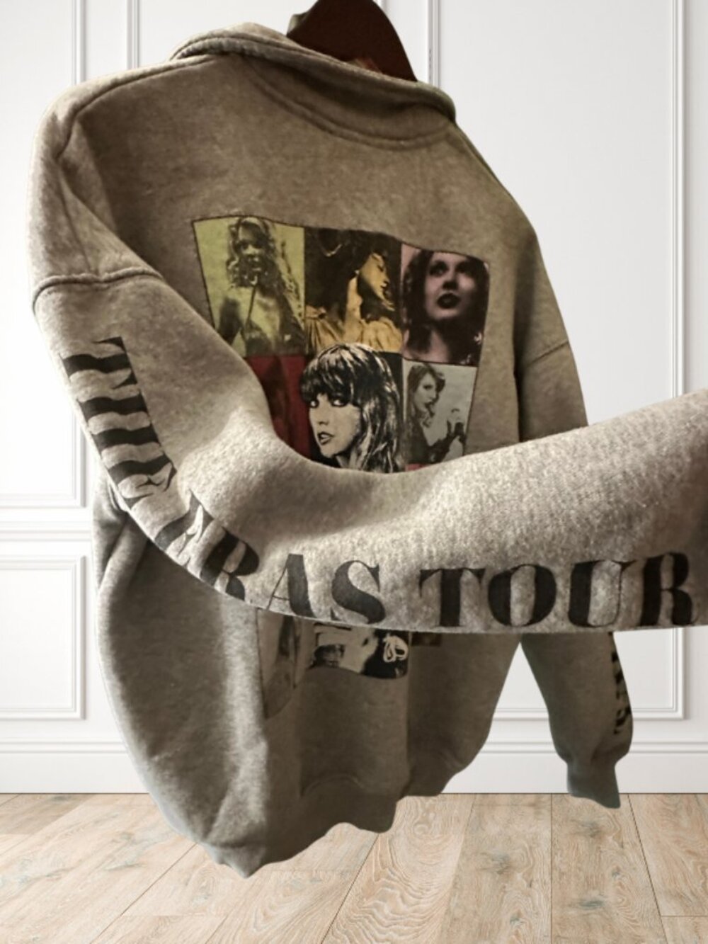 Taylor Swift Eras Tour Oversized Quarter Zip Sweatshirt Gray XS Official Merch - Picture 5 of 5